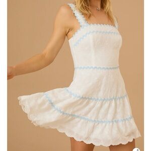 Lillian Mini Dress White and Blue